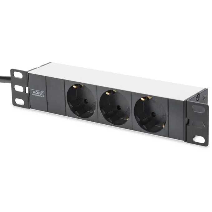 DIGITUS Power Strip 1U 3-Gang Aluminum 2m Lead — image 1