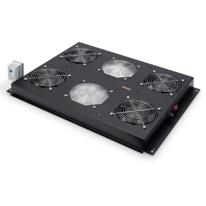 DIGITUS Roof Fan Unit - Unique 4 Fans - Black - Rack Cabinet Cooling Module — image 1