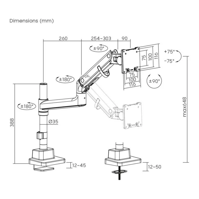 DIGITUS Single Monitor Mount - 57-inch - 27 kg — image 5