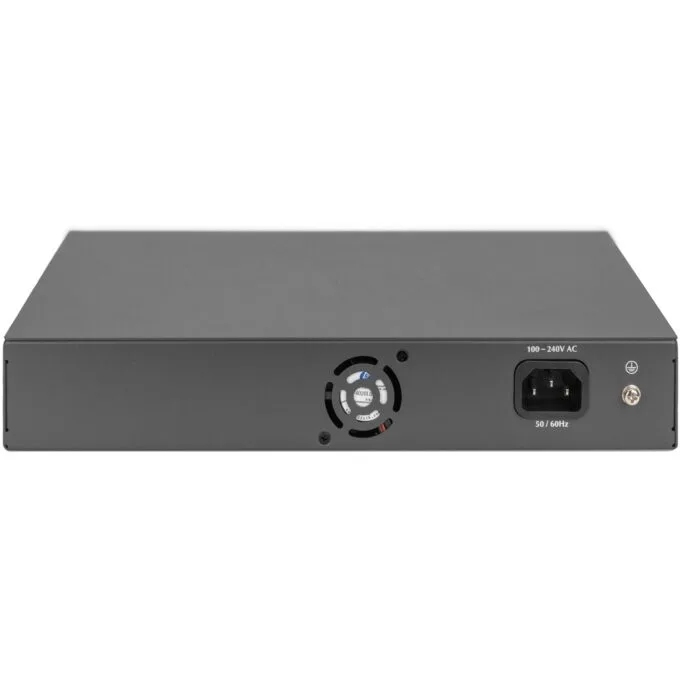 DIGITUS Switch 16-Port 10/100/1000 PoE - Black - Unmanaged, 1 SFP/Combo uplink, 32 W PoE per port, 1U rack-mount — image 4