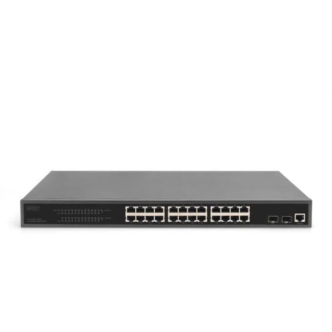 DIGITUS Switch 24-Port L2 Managed PoE Gigabit Ethernet - Black, 1U Rack-Mount — image 3