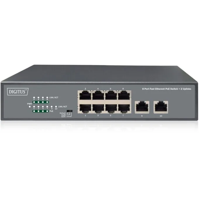 Digitus Switch 8-Port 10/100 PoE Unmanaged - Black - 120W Budget — image 2