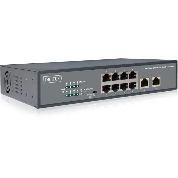Digitus Switch 8-Port 10/100 PoE Unmanaged - Black - 120W Budget — image 1
