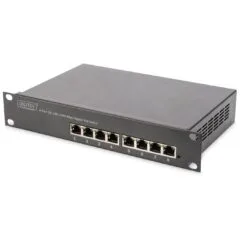 DIGITUS Switch 8-Port Gigabit PoE Unmanaged - Grey, 80W PoE