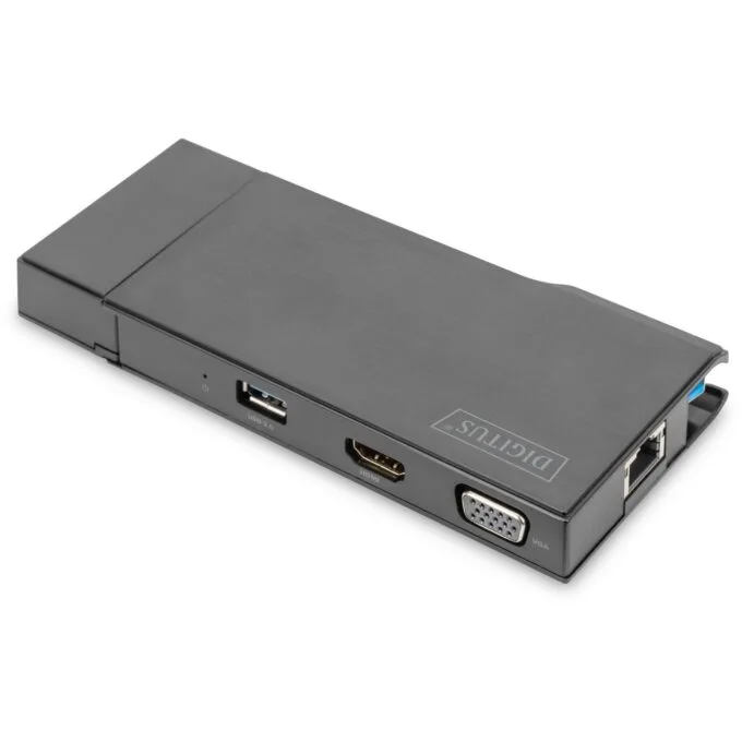 Digitus Travel Docking Station VGA/HDMI Grey - USB 3.2 Gen 1 Type-A, 2x USB-A, Gigabit Ethernet, MicroSD/SD — image 1