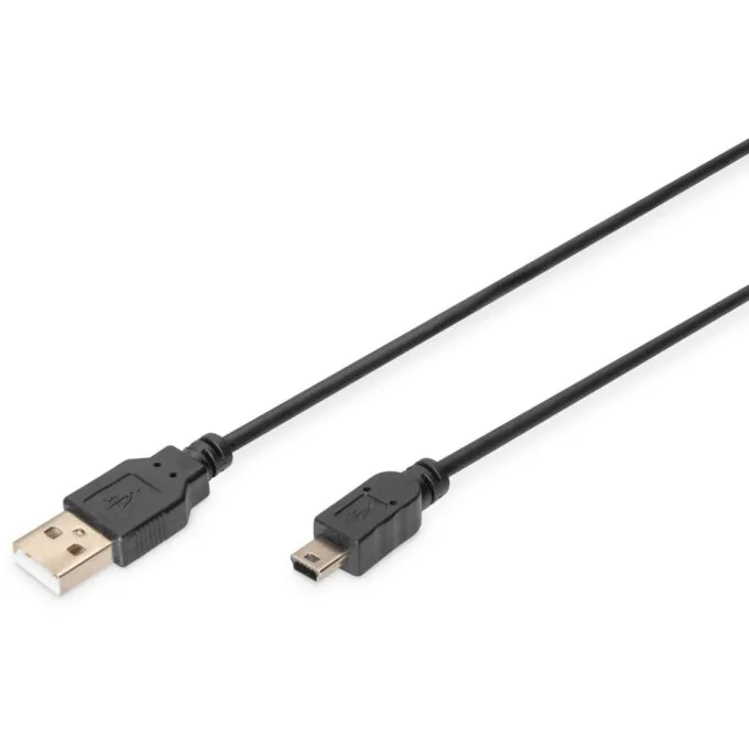 DIGITUS USB 2.0 A to Mini-B Cable - Stainless Steel Braided - Black, 1.8 m — image 1