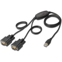 DIGITUS USB 2.0 Cable - 2x RS232 Cables, 1.5 m - Black