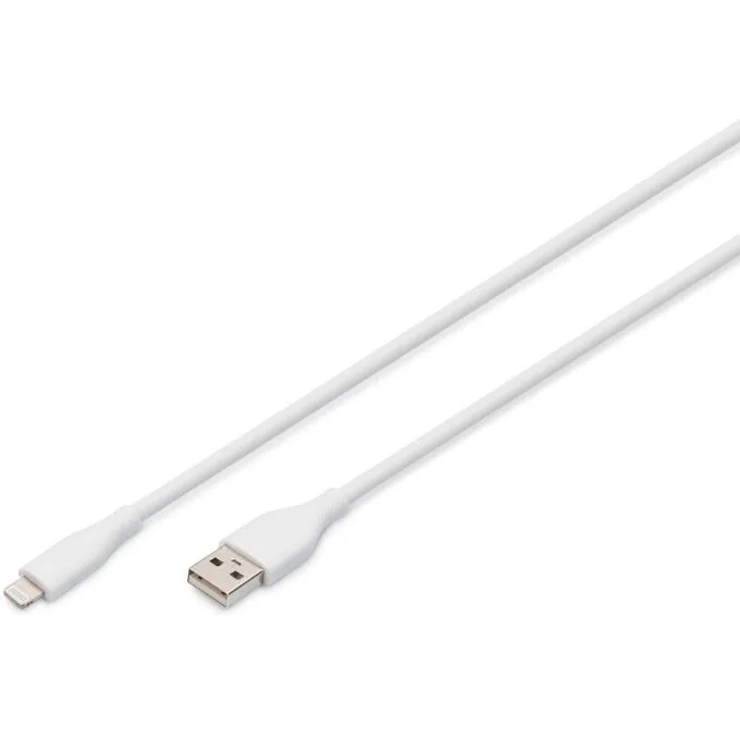 DIGITUS USB 2.0 Cable Type A to Lightning - 2m - White Silicone — image 1