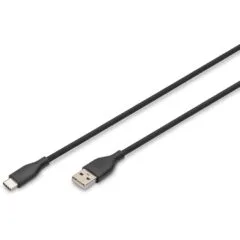 DIGITUS USB 2.0 Cable USB-C to USB-A - 0.5m - Black