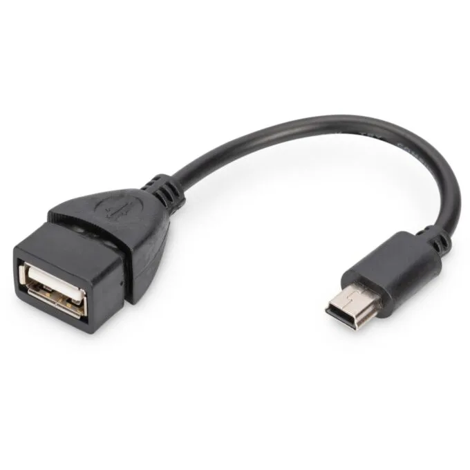DIGITUS USB 2.0 OTG Adapter - Mini-B Male to USB-A Female - 0.2m - Black — image 1