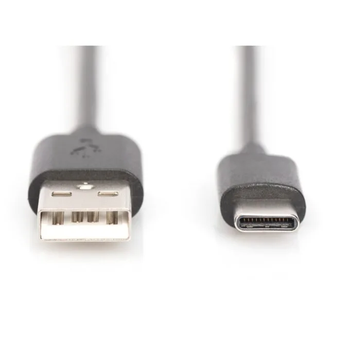 DIGITUS USB 2.0 USB-C to USB-A Cable - 1.0 m - Black Stainless Steel — image 2