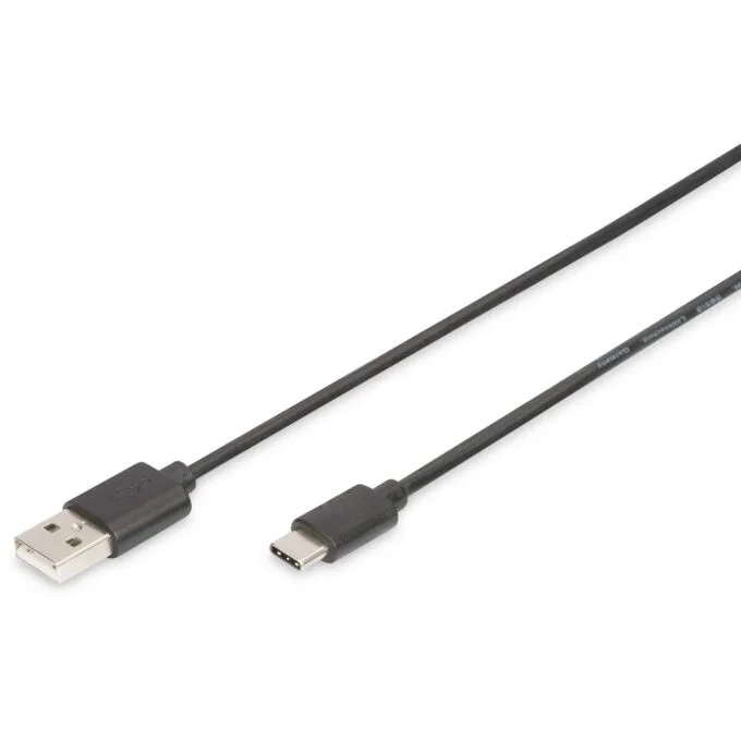 DIGITUS USB 2.0 USB-C to USB-A Cable - 1.0 m - Black Stainless Steel — image 1