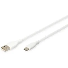 DIGITUS USB-C to USB-A Cable - White, 2m, Silicone Jacket