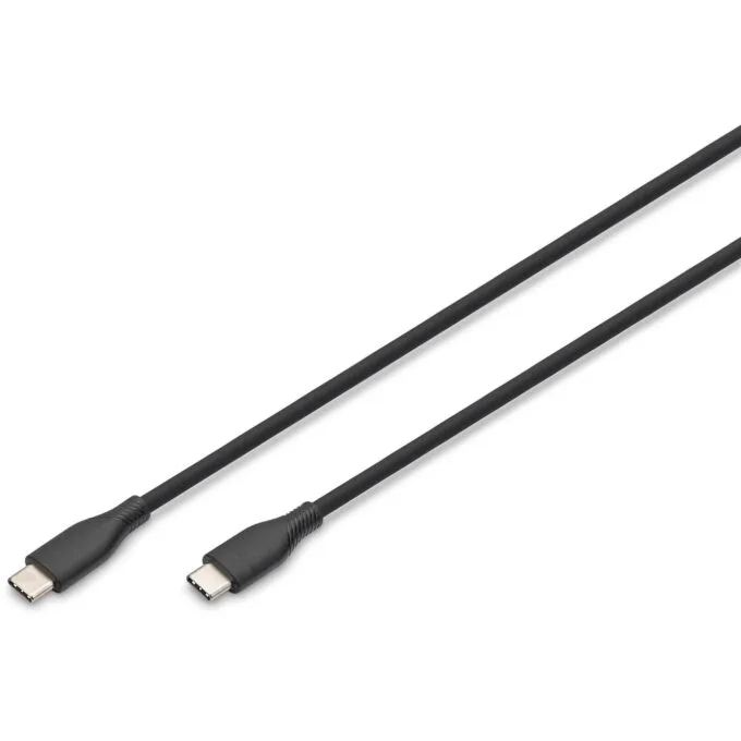 DIGITUS USB-C to USB-C Cable - USB 2.0, Silicone/Stainless Steel, 0.5 m - Black — image 1