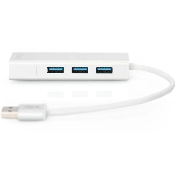 Digitus USB-Hub 3-Port USB 3.0 + 1x Gigabit LAN - Aluminium Silver/White — image 6