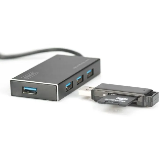 DIGITUS USB-Hub 4-Port - Black Aluminum - USB 3.0 Hub, 4x USB-A, 1.2 m Cable — image 3