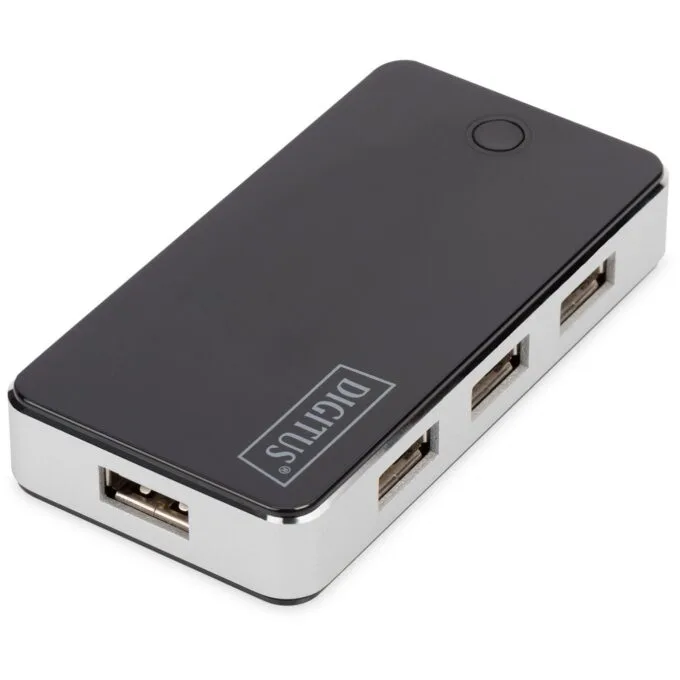 DIGITUS USB-Hub 7-Port USB 2.0 - 7x USB-A Hub - Black/Silver — image 2