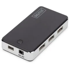 DIGITUS USB-Hub 7-Port USB 2.0 - 7x USB-A Hub - Black/Silver