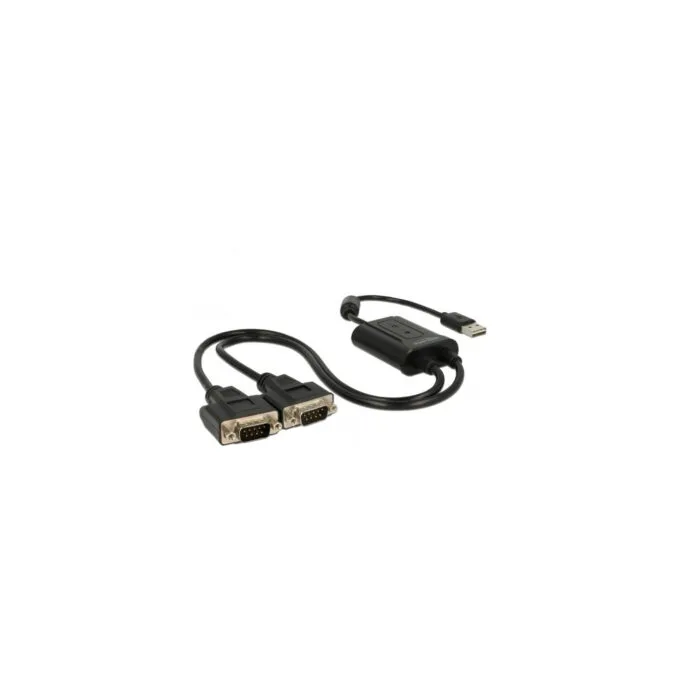 EASY-USB 2.0 adapter cable, USB-A plug to 2x serial RS-232 plug, Y-cable — image 1