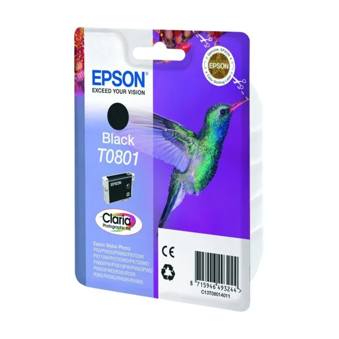 Epson Ink Cartridge - T0801 - Black, Standard Capacity, 7.4ml, 330 pages, 1-pack blister without alarm — image 2