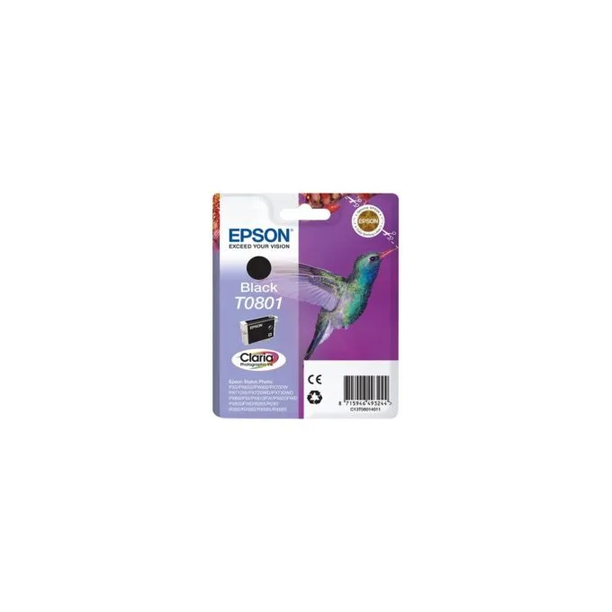 Epson Ink Cartridge - T0801 - Black, Standard Capacity, 7.4ml, 330 pages, 1-pack blister without alarm — image 1
