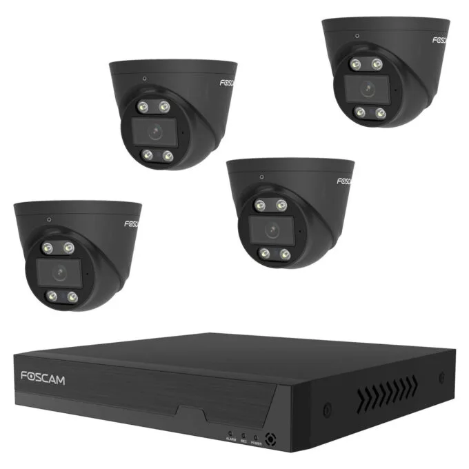 FOSCAM FN9108E-T4-2T Überwachungskameraset 4 Kameras mit Recorder Schwarz — image 1