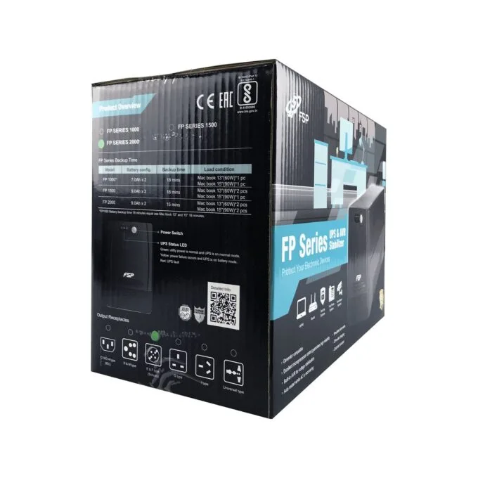 FSP FP 1000 Tower Line-interactive 1000VA 600W 2x12V 7Ah 4x Schuko — image 5