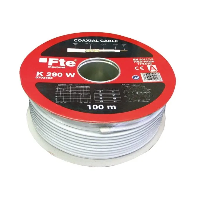 FTE Coaxial Cable - K290W - RG6 100m — image 1