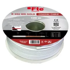 FTE Coaxial RG6 Copper LSZH Cable 100m CPR Dca - K250WD - Gold