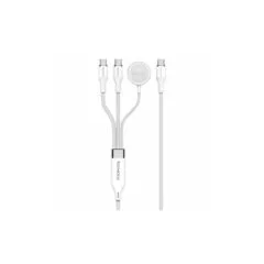 FUSION-CCW.WHITE 100W HIGH-SPEED NYLON BRAIDED MULTI-DEVICE CHARGING CABLE WITH APPLE WATCH CHARGER