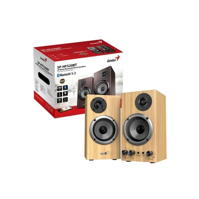 Genius 2.0 PC Speakers with BT 20W RMS Pine Wood - SP-HF520BT - 2.0 PC Speakers with BT 20W RMS Pine Wood — image 2