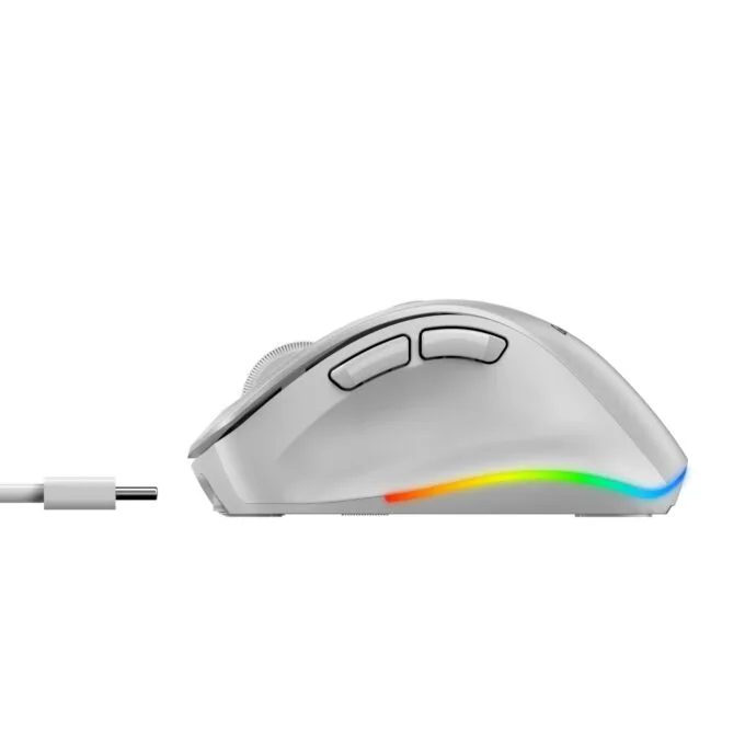 Genius Ergo 9000S Pro 31030039400 Wireless+BT Rechargeable Mini RGB Ergo Mouse White — image 4