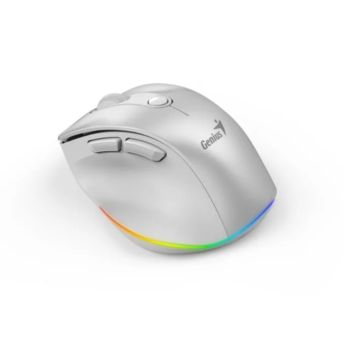 Genius Ergo 9000S Pro 31030039400 Wireless+BT Rechargeable Mini RGB Ergo Mouse White — image 5