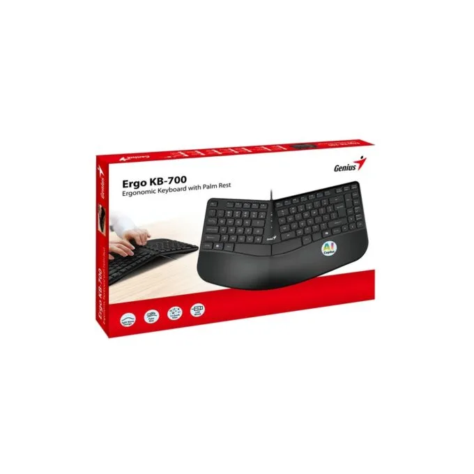 Genius Ergo KB-700 Wired Ergonomic Keyboard w/ Palm Rest - English — image 4