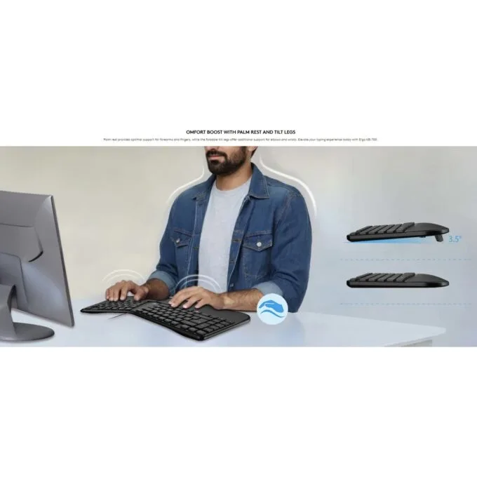 Genius Ergo KB-700 Wired Ergonomic Keyboard w/ Palm Rest - English — image 6
