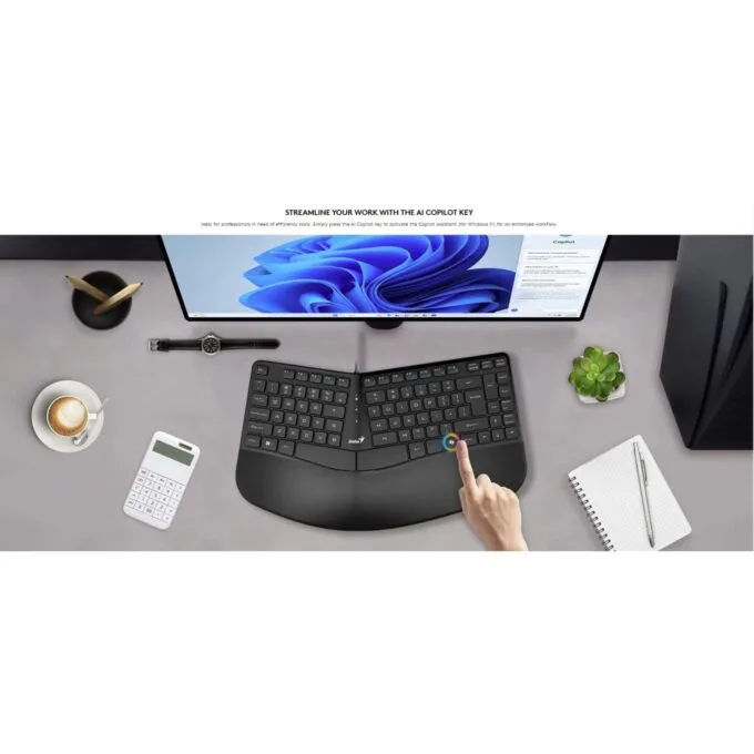 Genius Ergo KB-700 Wired Ergonomic Keyboard w/ Palm Rest - English — image 7