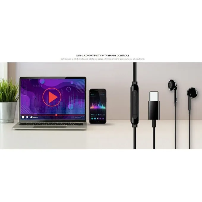 Genius Headset - HS-M365 - In-Ear USB-C Inline Control White — image 1
