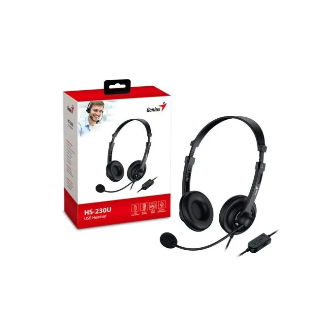 Genius HS-230U Headset - USB-A Inline Control Soft Ear Cups — image 4