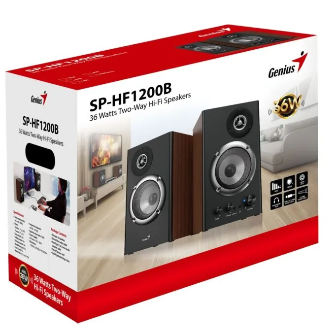 Genius PC Speakers - SP-HF1200B - 2.0 PC Speakers 36W RMS Wood — image 5