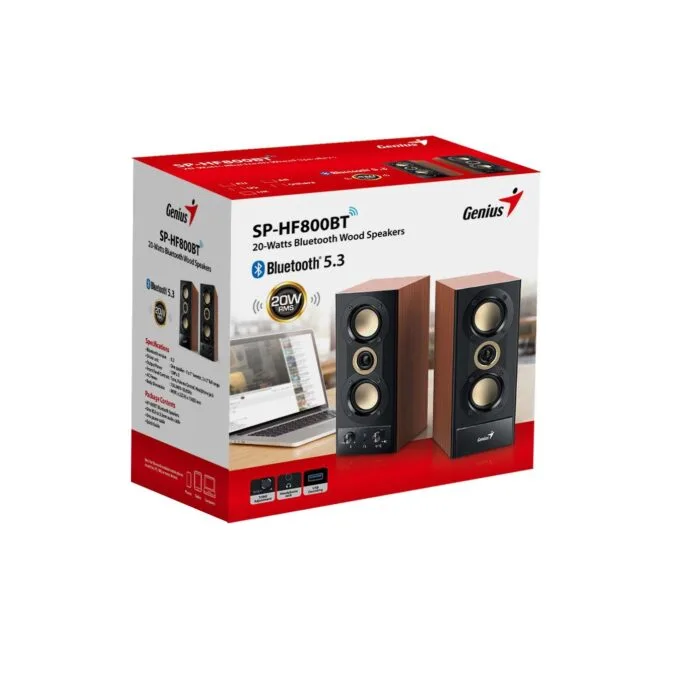 Genius PC Speakers - SP-HF800BT - 2.0 PC Speakers 20W RMS USB & BT Wood — image 12