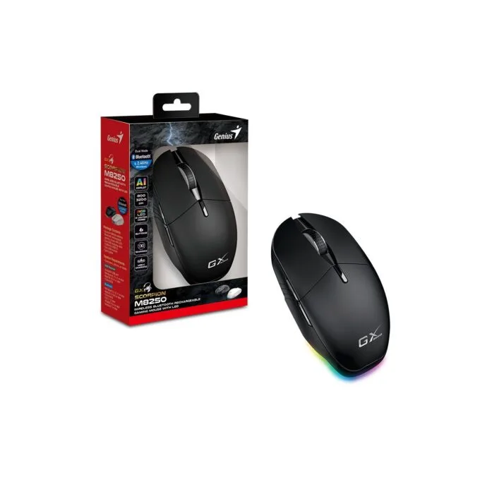 Genius Scorpion M8250 Wireless BT+2.4G Rechargeable RGB AI 3200DPI Black — image 3