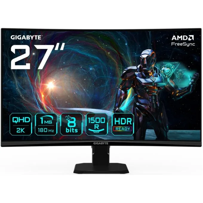 GIGABYTE GS27QCA 68.6cm 27Zoll VA Monitor 2??560x1440 1?80Hz 250cd m2 HDMI 2.1 x2 Display port 1.4 x1 — image 1