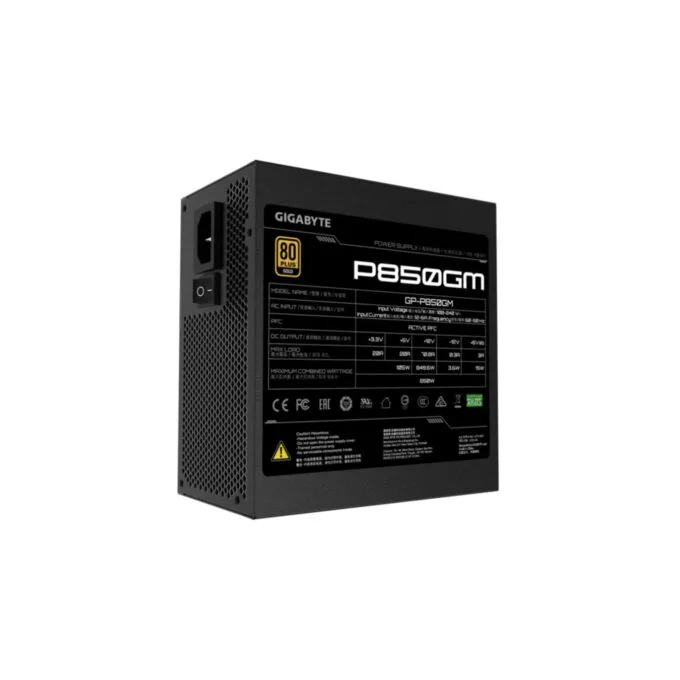 Gigabyte Power Supply - GP-P850GM - 850W 80 PLUS Gold, Fully-Modular ATX PSU, Black — image 2