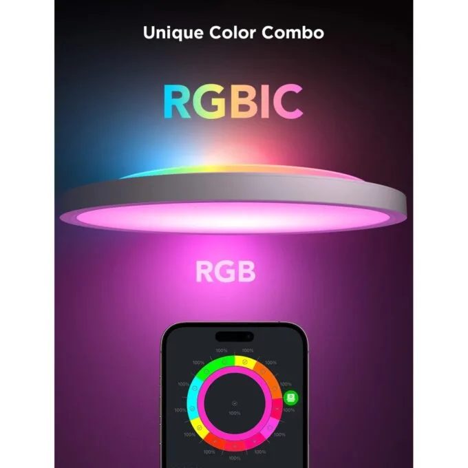Govee Lamp Ceiling Smart LED 12inch Round Light RGBWW + RGBIC H80A1C01 — image 2