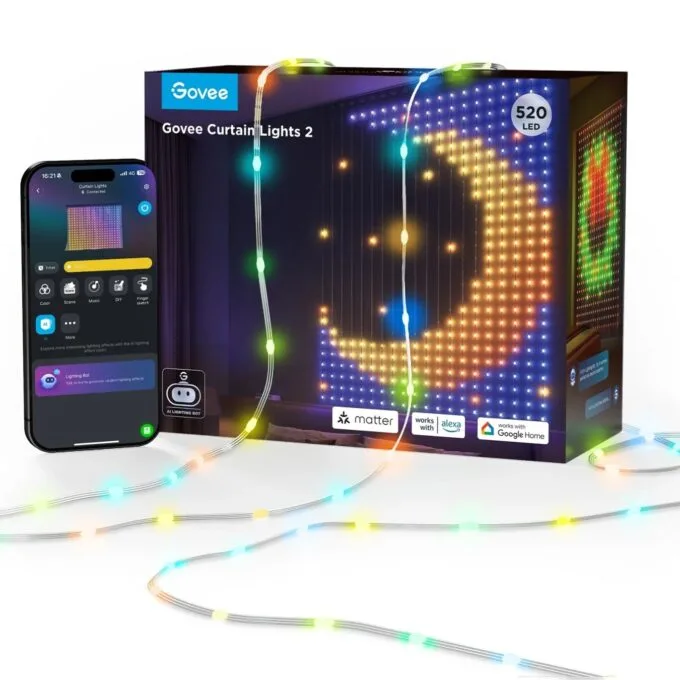 Govee LED Curtain Lights - H70B3 - 2 WiFi & BT RGBIC 1.5x2.0m IP65 — image 1