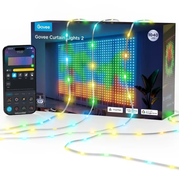 Govee LED Curtain Lights - H70B4 - 2 WiFi & BT RGBIC 3mx2.0m IP65 — image 1