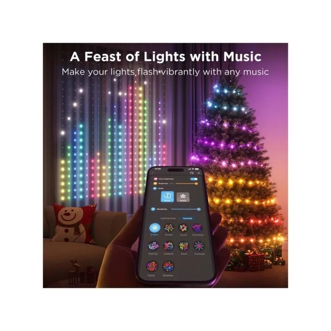 Govee LED Light Curtain Lights - WiFi & BT RGBIC 1.5x1.5m IP65 — image 9