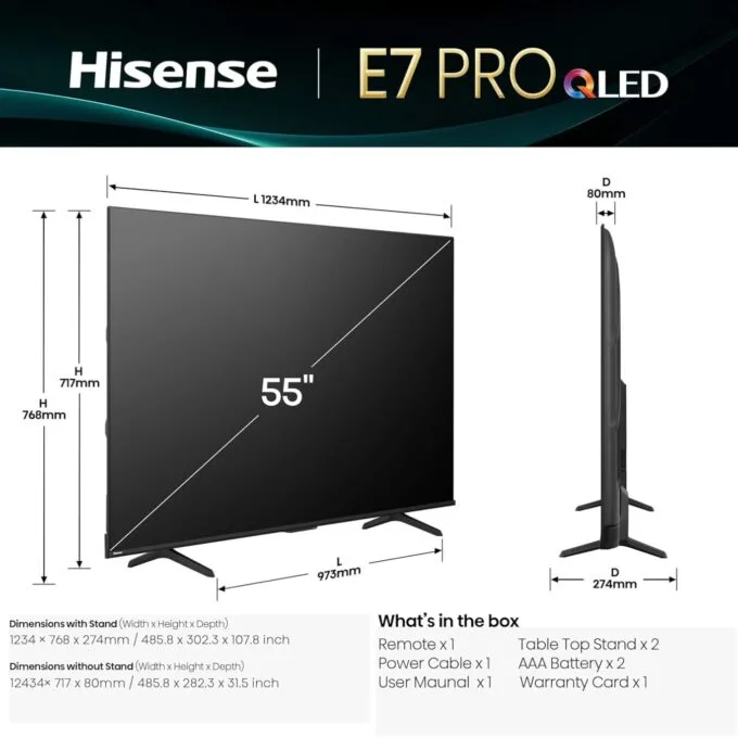 Hisense TV - 55E7Q PRO - 55'' 4K Smart QLED TV 144 Hz — image 13