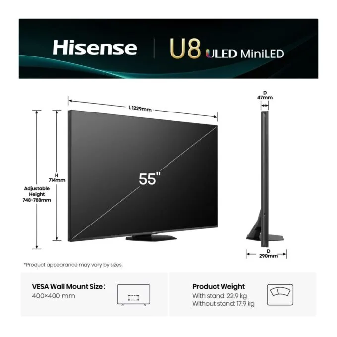 Hisense TV - 55U8Q - 55'' 4K Smart QLED MINI LED 144Hz TV — image 25