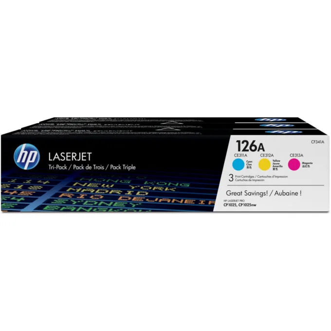 HP 126A Original Toner CF341A - Cyan Magenta Yellow - 3-pack - 1000 pages each — image 1